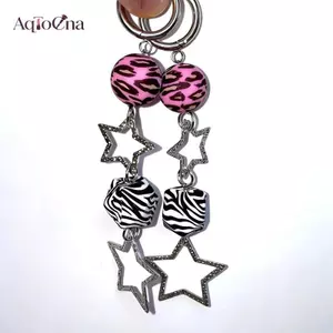 AqToCna Y2K Trang Sức Ngựa Vằn Da Báo In Bông Tai Nữ Gợi Cảm Kawaii 90 Thẩm Mỹ Ngôi Sao Thả Bông Tai Goth Punk Phụ Kiện AqToCna