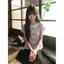 Áo thun ngắn tay hai mảnh hoa giả màu tím phong cách Hàn Quốc dành cho nữ mùa hè nơ mỏng hơn