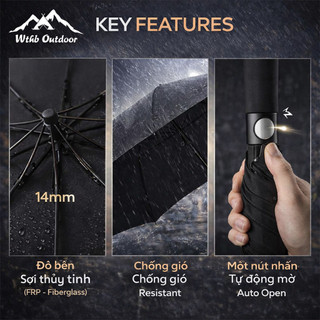 Ô dù tự động xếp gọn - Dù gấp chống nắng UPF50+ khung gia cố chống gió cỡ lớn