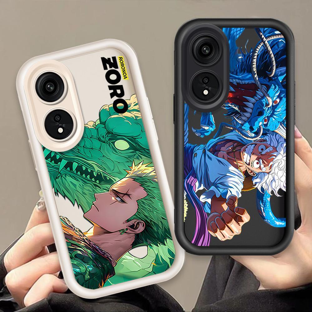 Ốp Lưng Cho OPPO A17 A17K A18 A38 A58 A60 4G Phim Hoạt Hình Silicon Mềm Đáng Yêu Ốp lưng TPU One Piece Luffy ZARO Sinh Viên Mắt Thiên Thần Chống Sốc Ốp Lưng