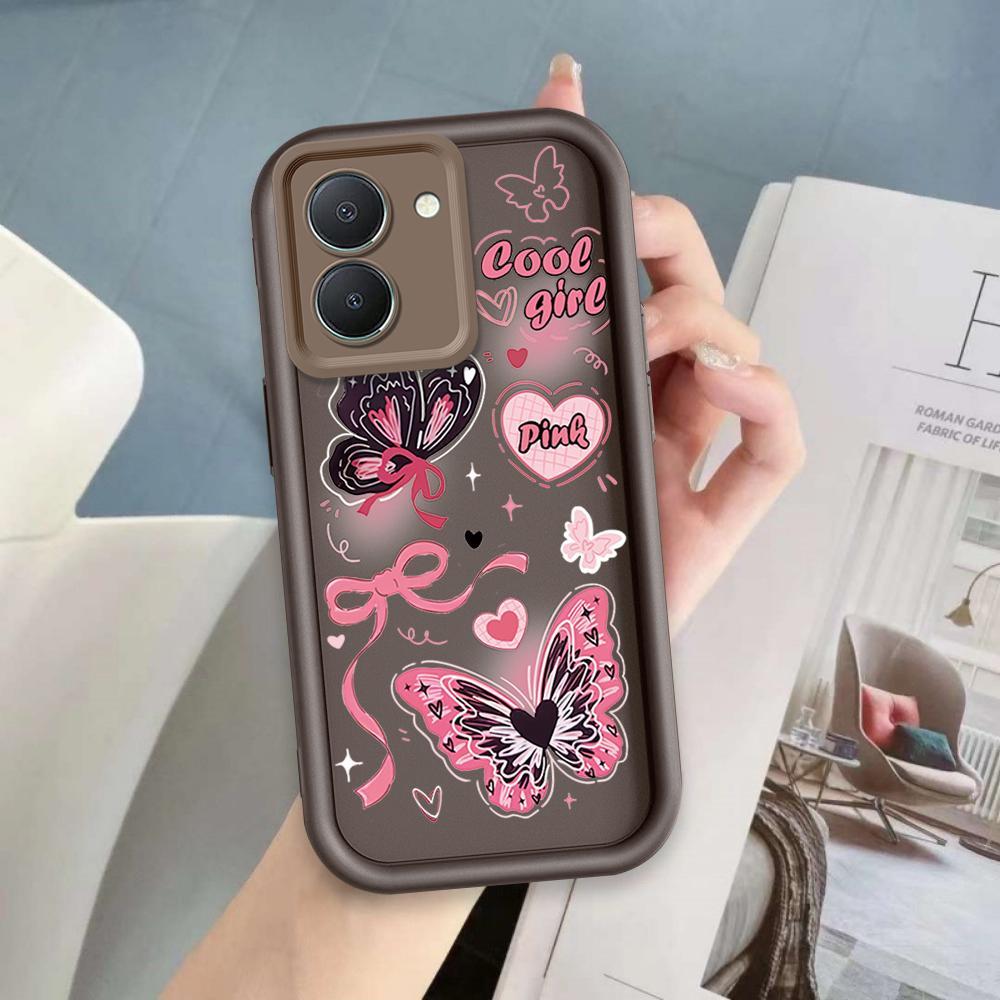 Vỏ Cho VIVO Y36 Y27S 4G Hoạt Hình Silicon Màu Kẹo Vỏ Điện Thoại Mềm TPU Bướm Nơ Ins Phong Cách Mắt Thiên Thần Chống Sốc Ốp Lưng
