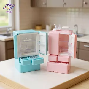HFTOY 1 Bộ Đồ Ăn Thu Nhỏ Chơi Nhà Bếp Cảnh Nhà Thơ Nội Thất Mẫu 1: 12 Nhà Chơi Đồ Chơi Nhà Búp Bê Hoạt Hình Tủ Lạnh Mini ~