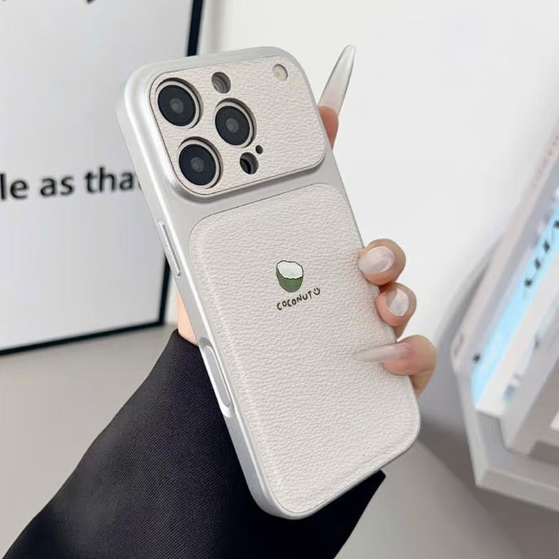Ốp lưng iPhone họa tiết da mạ dừa phù hợp cho iPhone 17 16 15 14 13 12 11 Pro Max Plus Max