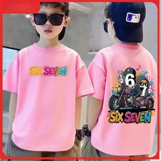 Áo phông bé trai hàn quốc Tay Ngắn Cho Trẻ Em, In Hình Hoạt Hình SIX SEVEN, Vải Cotton Mềm, Phong Cách Mới 2026