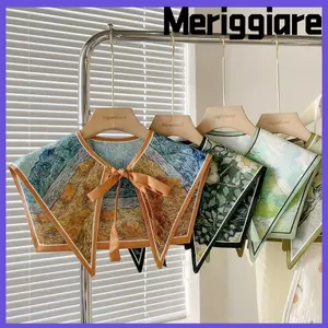 MERIGGIARE Cổ Giả, Áo Sơ Mi Nửa Họa Tiết Hoa Cổ Giả, Thời Trang Vintage Có Thể Tháo Rời Vai Quấn Cho Nữ