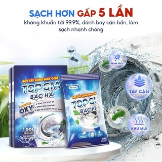 Bột tẩy lồng máy giặt TopGia vệ sinh khử mùi, làm sạch cặn bẩn, phù hợp mọi loại máy giặt, gói 125g