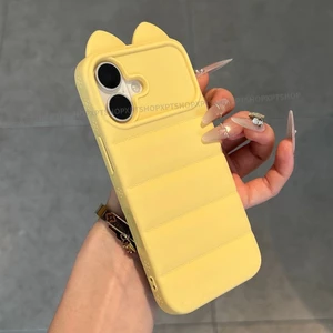 Ốp Điện Thoại Tai Mèo May Mắn Cho iPhone 17 Pro Max 16 Plus 15 14 13 12 11 Vỏ Bảo Vệ Chống Sốc