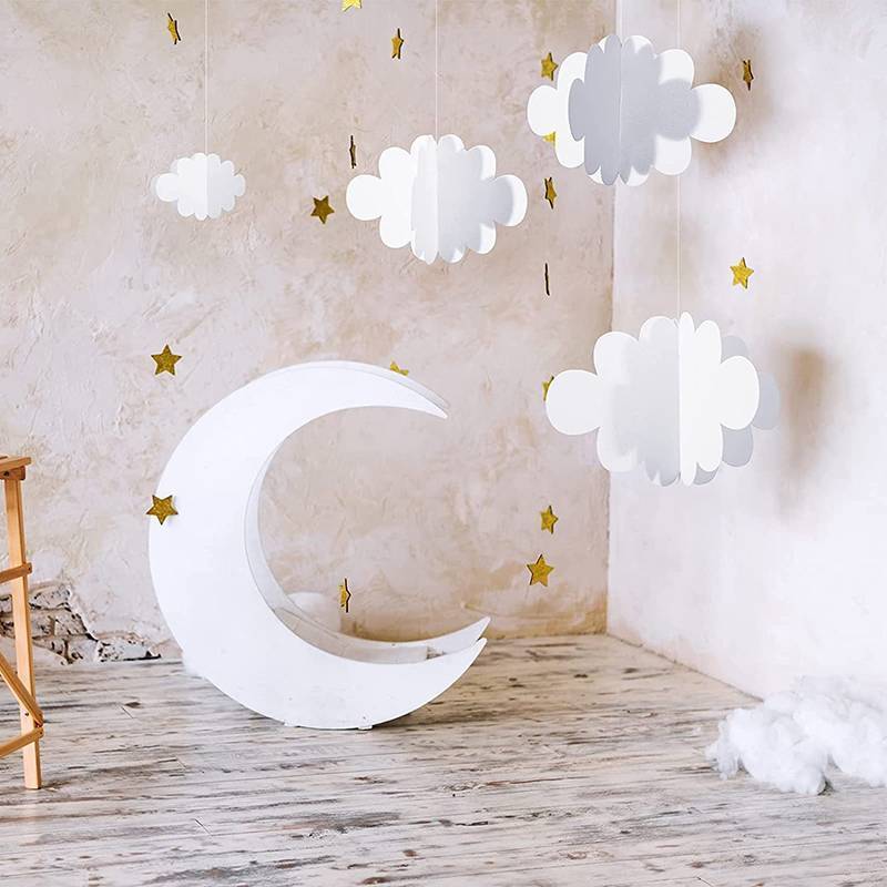 Springevenstar 16 món trang trí 3D hình đám mây trắng, treo trần, đồ trang trí tiệc