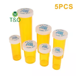 5 Chai Thuốc Nhựa Có Mũ Chống Trẻ Em Hộp Đựng Thuốc Lọ Thuốc Du Lịch - 6 / 8 / 13 / 16 / 20 / 30 / 40 / 60 Dram [Mới]