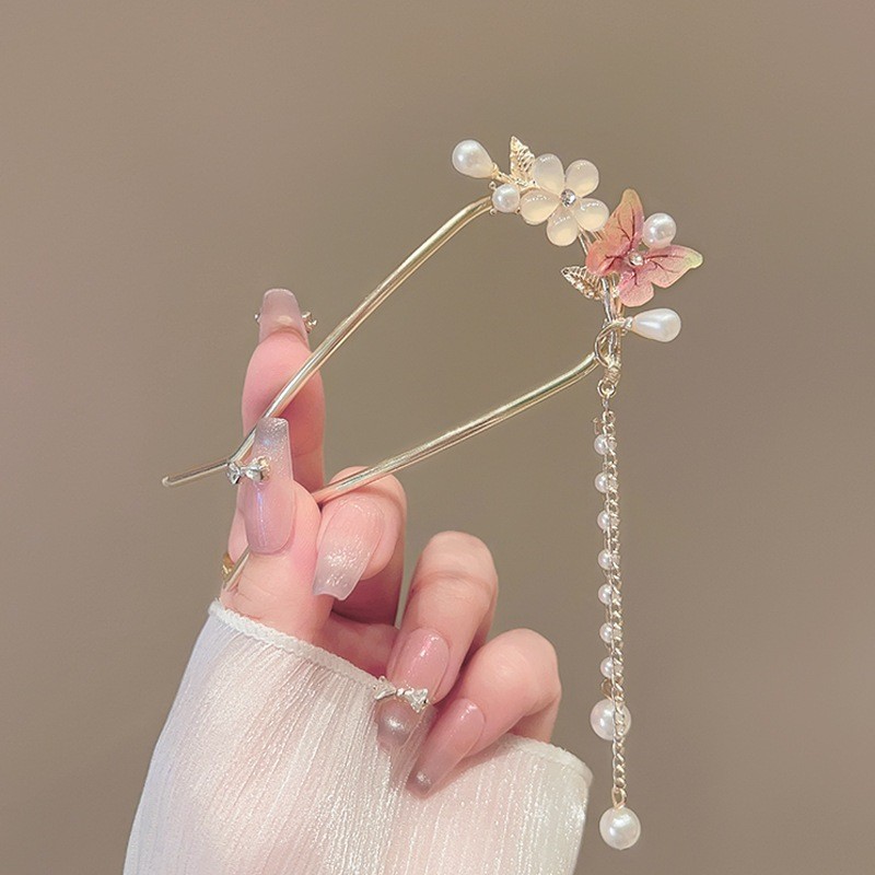 Trâm cài tóc nữ đính hoa thân gỗ phong cách cổ trang MUN STORE TRAMFO