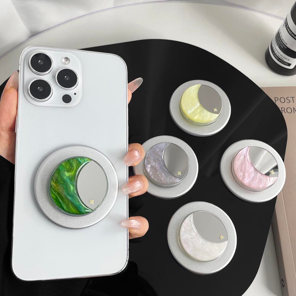 Popsocket Gương Họa Tiết Lưỡi Liềm Nam Châm Có Thể Gập Lại Giá Đỡ Điện Thoại Nam Châm