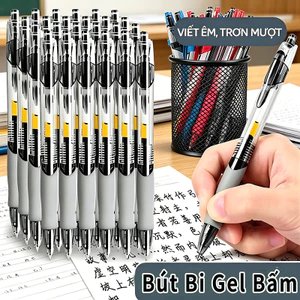 Học Tập Văn Phòng Combo 30 Bút Bi Bấm Đệm Cao Su, Mực Nước Đen Xanh Đỏ Nét Đều, Khô Nhanh Chống Nhòe