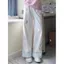 Mùa Hè Thẳng Rời Rộng Ống Rộng Drape Sycamore Lau Quần Gấu Mỹ Thêu Kẻ Sọc Mặt Viền Quần Thường Ngày Nữ