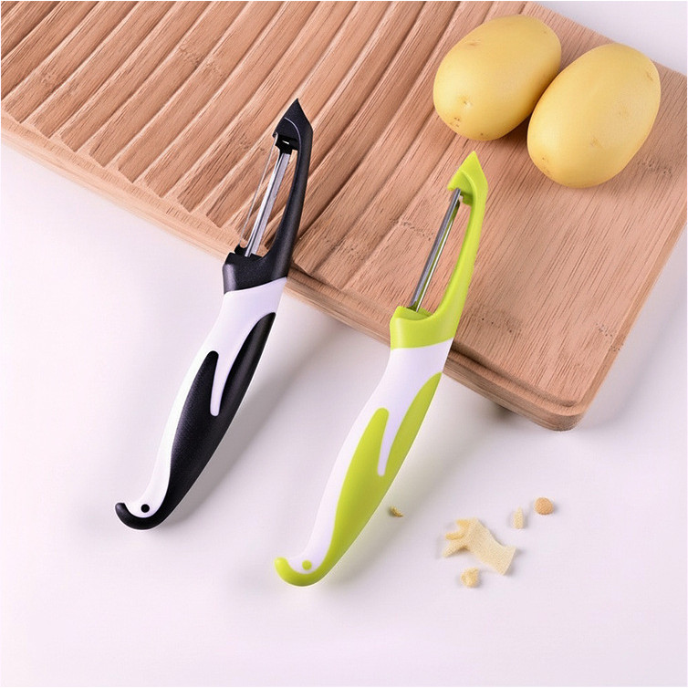 Hàng sẵn có Chim cánh cụt Lột Dao gọt vỏ khoai tây Dụng cụ bào dưa trái cây Nhà bếp Dao gọt vỏ hai màu đa chức năng FCYB