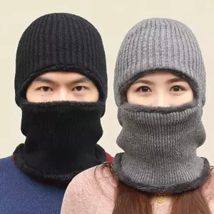 Outono E Inverno Moda Cor Sólida Novo Coral Velo Chapéu Cachecol Lã Quente De Malha Para Mulheres Camadas Duplas Boné De