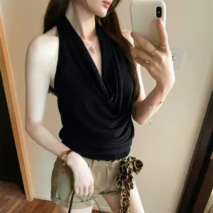 Size Lớn Béo MM Hot Girl Mùa Hè Retro Cổ Xoay Dây Bao Bụng Ôm Hơn Nhìn Bên Ngoài Dây Camisole Nữ