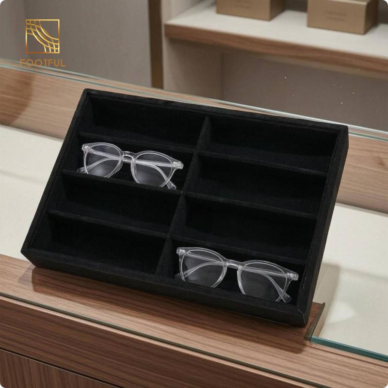 Khay trưng bày kính mắt bằng vải Hộp đựng nhung đựng kính râm Hộp đựng kính mắt