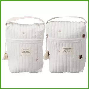 Núm Vú Giả Giá Đỡ Túi Quilted Dây Kéo Tã Túi Sắp Xếp Dễ Thương Túi Bảo Quản Mềm Cho Chai Ăn Khăn Lau wipqsvn
