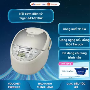 Nồi cơm điện tử Tiger JAX-S18W - Sản xuất tại Nhật Bản - Bảo hành chính hãng 12 tháng