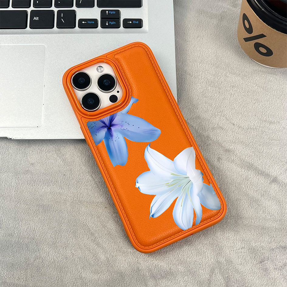 Ốp điện thoại họa tiết hoa ly xanh cho iPhone 17/16 Pro Max/15/14/13/12/11