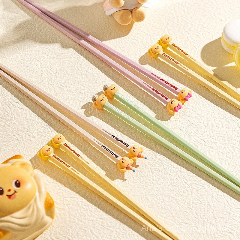 [Aria] [Vợ Hiện Đại & Gấu Bơ] Đũa Trẻ Em Hợp Kim Hộ Gia Đình Cao Cấp Kháng Khuẩn Chống Sương Đũa Đặc Biệt