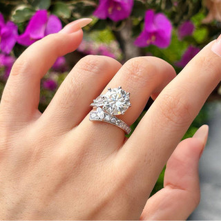 Châu Âu Mỹ ins Phong Cách Mới 5 Carat Hoa Đá Cắt Zircon Mở Nhẫn Nữ