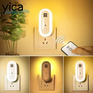 Đèn ngủ YICA, có đèn ngủ LED điều khiển từ xa, đèn ngủ gắn tường tiết kiệm năng lượng Plug-in