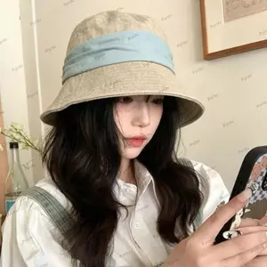 Mũ chống nắng ngư dân PYCOU, Mũ cưỡi ngựa xếp li thoáng khí, Bảo vệ tia cực tím thanh lịch Mũ vải lanh che nắng có thể gập lại Mùa hè ngoài trời