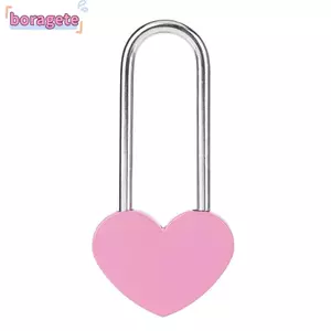 Ổ khóa trái tim BORAGETE, Nhiều màu không có khóa tình yêu, từ khóa 3,5 Inch 50mm Kẽm một trái tim mong muốn khóa kỷ niệm