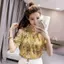 Cổ Tròn Hoa Off-the-Shoulder Áo Sơ Mi Voan Kích Thước Lớn Mỏng Hơn Nhìn Phiên Bản Thời Trang Mùa Hè Áo Sơ Mi Ngắn Tay Nhỏ