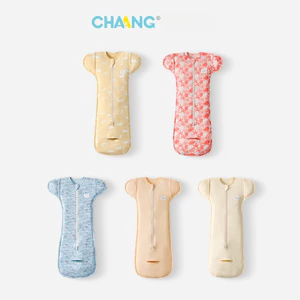 Nhộng chũn khóa kéo 2 đầu cho bé sơ sinh chất liệu cotton mềm mát