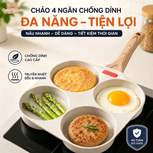 chảo trứng 4 ngăn chống dính dẫn nhiệt đều dễ vệ sinh đa năng làm bánh kếp cho bữa sáng gia đình