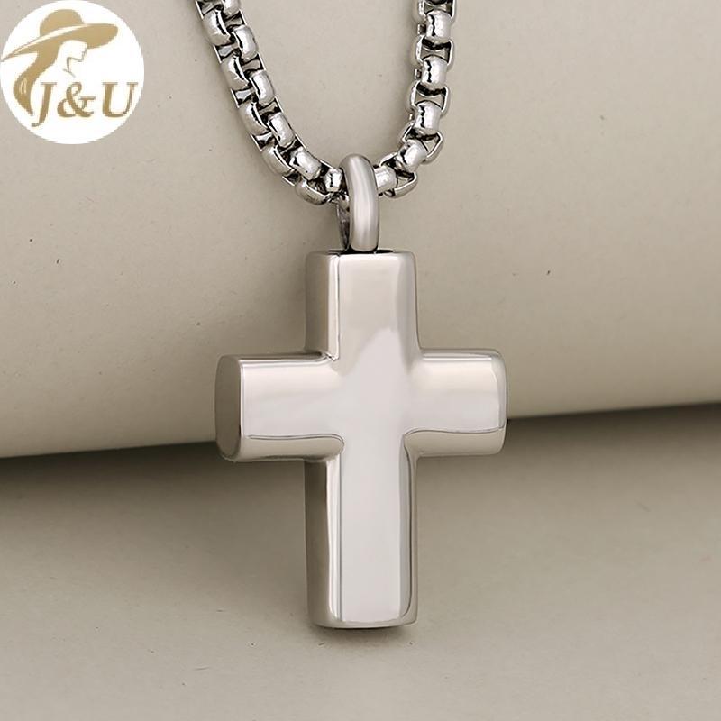 JU Unisex Cross Loet Tro Urn Nelace Lưu Niệm Vít Tôn Giáo Thánh Giá Mặt Dây Chuyền Hỏa táng Trang Sức Đơn Giản Thú Cưng Tưởng Niệm Mặt Dây VN