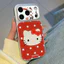 Ốp lưng iPhone Mạ họa tiết da Đỏ họa tiết Hello Kitty iPhone 17 16 15 14 13 12 11 Pro Max Plus Max