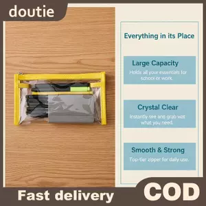 Doutie Hộp Đựng Bút Chì Trong Suốt Dung Tích Lớn Kawaii Đơn Giản Trong Suốt Túi Đựng Bút Di Động Cho Văn Phòng Trường Học Du Lịch Mỹ Phẩm Sử Dụng VN
