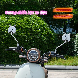 Gương xe máy điện hình thỏ, điều chỉnh 360 độ, Gương xe điện, Phụ kiện độ xe máy, trang trí xe máy điện
