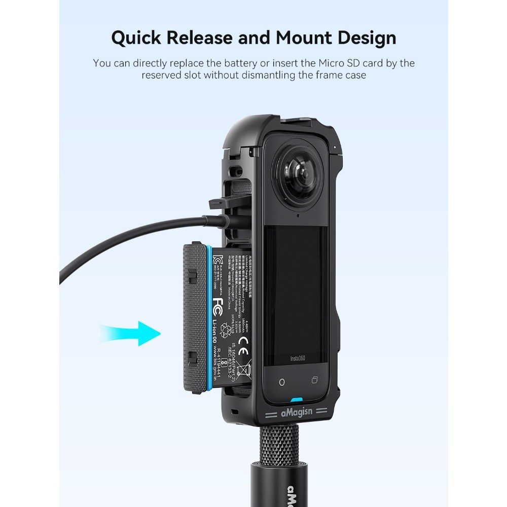 Lồng thỏ nhựa giải phóng nhanh AMagisn cho Insta360 X4, Khung mở rộng cho Insta360 X4, Phụ kiện khung bảo vệ cho Insta360 X4