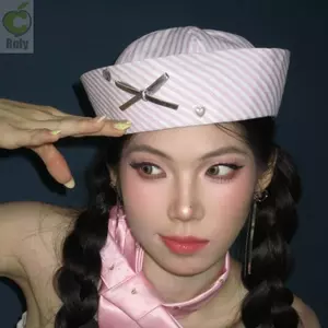 Mũ thủy thủ ROLY, Nơ sọc Mũ nồi vành lật thoáng khí, Mũ nồi mái vòm tráng phủ thoải mái thời trang dành cho nữ