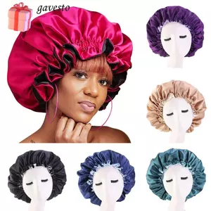 GAVESTO Satin Bonnet Điều chỉnh rụng tóc Mũ quấn đầu hai lớp