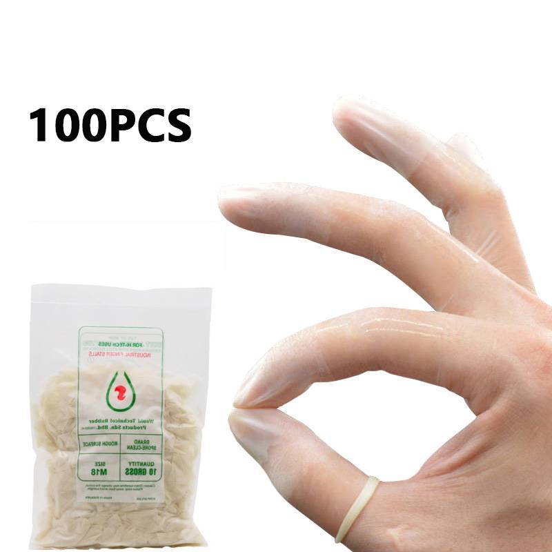 TVKR 100 Chiếc Cao Su Chống Trơn Trượt Chống Tĩnh Điện Bao Ngón Tay Dùng Một Lần Bảo Vệ Móng Tay Nghệ Thuật Dụng Cụ OIK