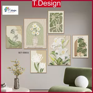 Set Combo 6 Tranh Dán Tường Trang Trí Phòng Khách, Phòng Ngủ, Spa, Tiệm Nails, Livestream,Shop Thời Trang - T.Design