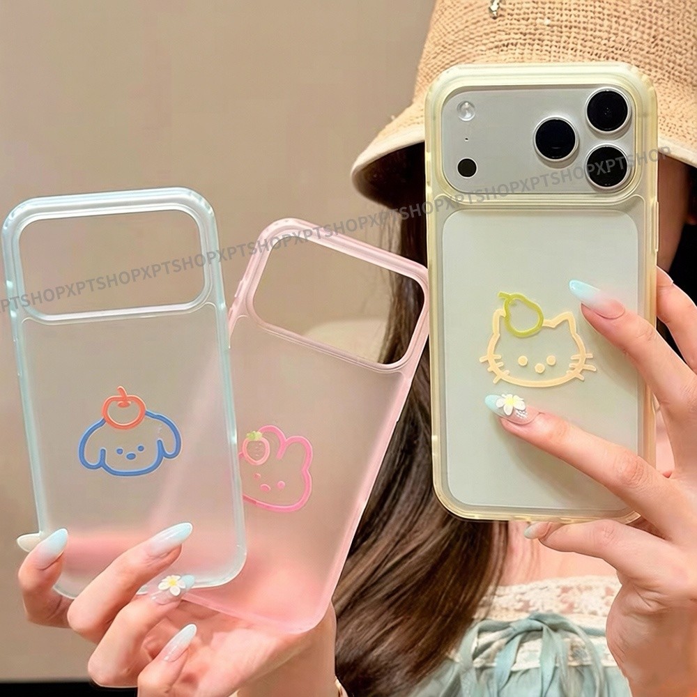 Ốp điện thoại Acrylic mờ hình chú chó mèo hoạt hình cho iPhone 17 Pro Max 16 15 Pro Max Vỏ bảo vệ chống sốc