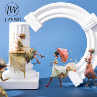 JIANWU Vintage Nghệ Thuật Nhân Vật Hoa Phong Cảnh Chất Liệu Cắt Kéo Thêu Sò PET Miếng Dán Sáng Tạo DIY Tạp Chí Văn Phòng Phẩm