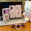 Ốp lưng iPhone chấm bi hình trái tim hồng có chân đế xoay iP - 11/12/13/14/15/16/17/Plus/Air/Pro/Max