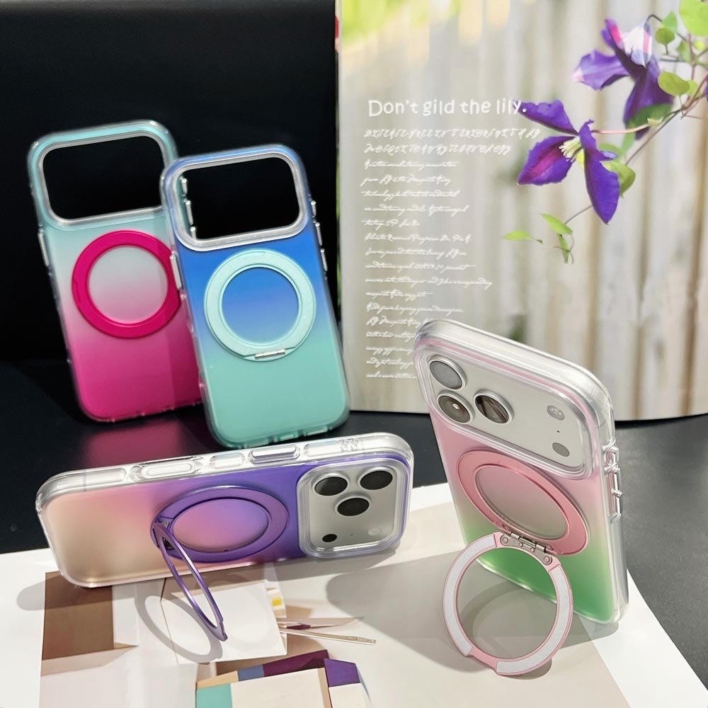 Ốp Lưng Cứng Tương Thích Với iPhone 15 15Pro 15ProMax 16 16Pro 16ProMax 17 17Pro 17ProMax Ốp Nam Châm Họa Tiết Chặn Màu Gradient