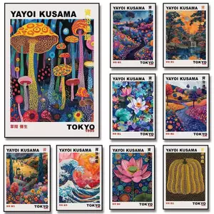 Yayoi Kusama 's Mountains and Rivers color Poster Không Khung Tranh Canvas Trang Trí Tường
