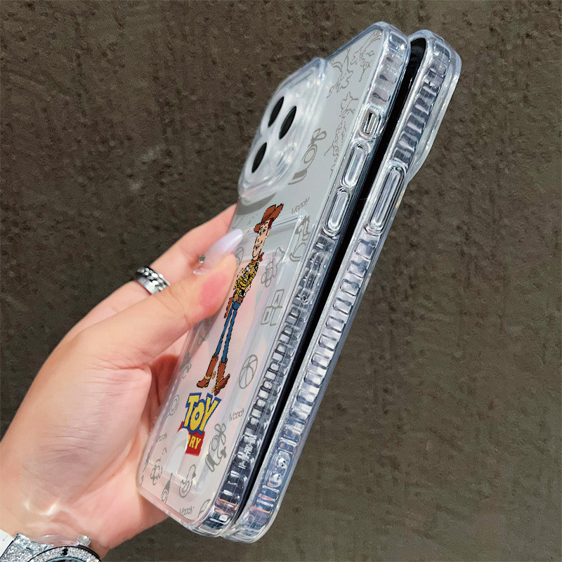 Ốp Điện Thoại Trong Suốt Có Giá Đỡ Thẻ Cho IPhone 6 6S SE 16E 2020 7 8 X XS Max XR 11 12 13 14 Plus 15 16 17 Pro Max 17 Búp Bê Cao Bồi Retro