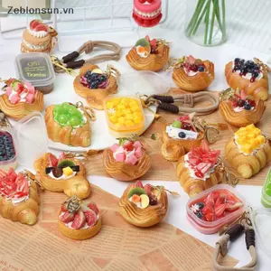 # HB # Móc khóa bánh mì trái cây mô phỏng dễ thương Sáng tạo Món tráng miệng Đạo cụ Mặt dây chuyền Vòng chìa khóa ô tô Bapa Trang trí Mặt dây chuyền Phụ kiện Quà tặng.