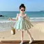Bé gái (90-140) Đầm đẹp hình hoa nhỏ dễ thương thời trang chụp ảnh bãi biển tinh tế