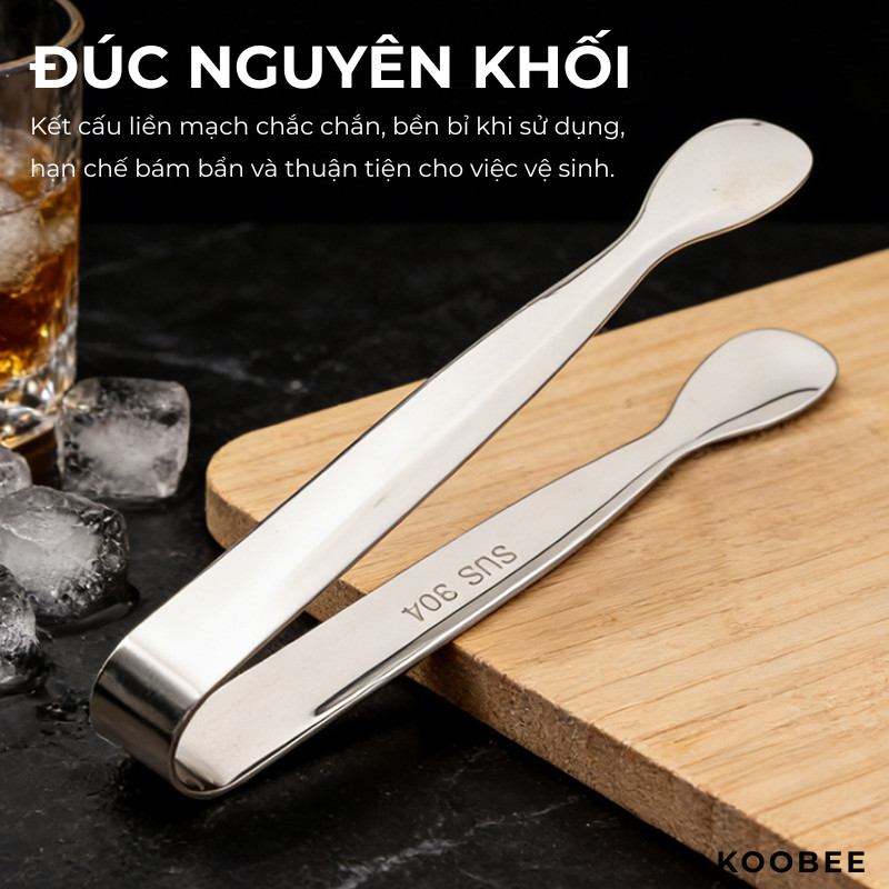 Kẹp Gắp Đá Inox 304 KOOBEE Màu Vàng/Bạc – Kẹp Gắp Đường Viên, Trái Cây, Đá Viên Cho Quán Cafe, Trà Sữa, Gia Đình | 397